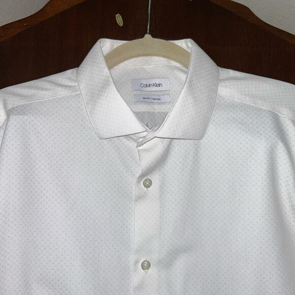 Saks Fifth Ave & CK Slim-Fit Men's Button Down Shirts 16.5 x 34/35 white & blue - Picture 4 of 13